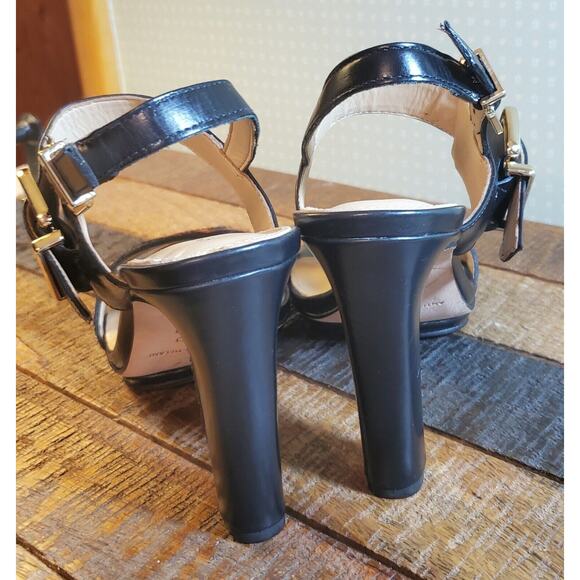 Antonio Melani Leopard Black Strappy Summer Fall Cocktail Block Heels Women Sz 7 - Picture 7 of 11